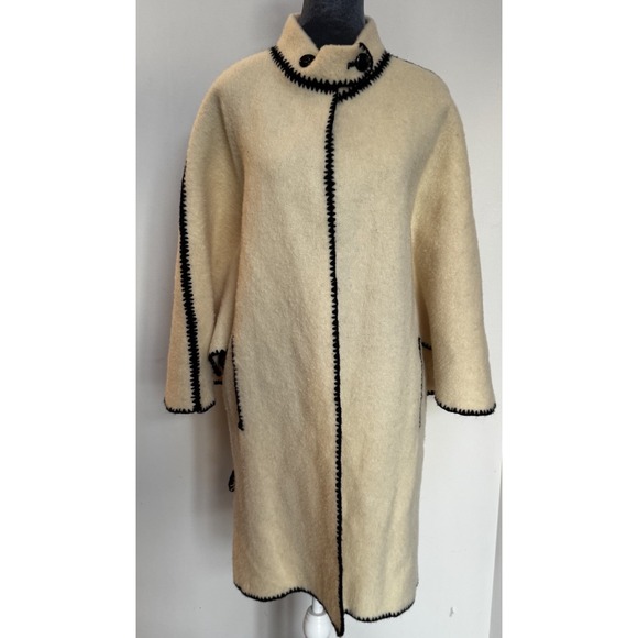 Vtg Pure New Wool Handmade Coat Greece A-Line Boho Cottagecore‎ Oversized Unique - Picture 5 of 16